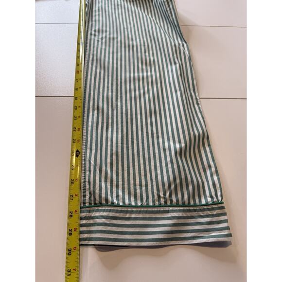 J.Crew Womens Pajama Set Sz S Green White Striped Poplin Holiday Long Sleeve - Picture 10 of 13